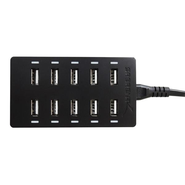 Top view of a MARSHALLTOWN 10-port USB wall charger