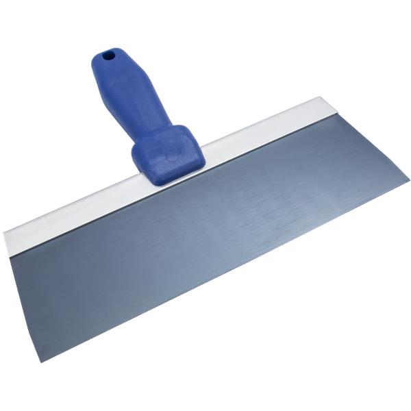 Wide blade profile of a MARSHALLTOWN Blue Steel taping knife