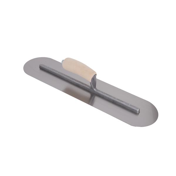 MARSHALLTOWN QLT fully rounded finishing trowel in side view