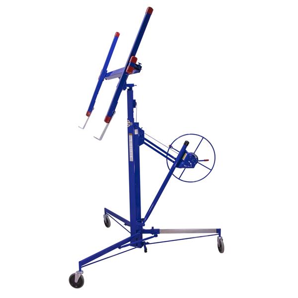 Side view of a MARSHALLTOWN drywall lift on wheels