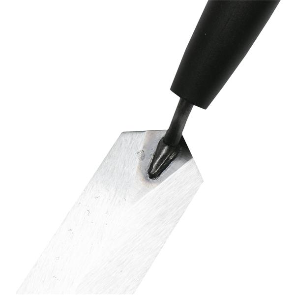 Close-up of a MARSHALLTOWN QLT margin trowel blade and handle