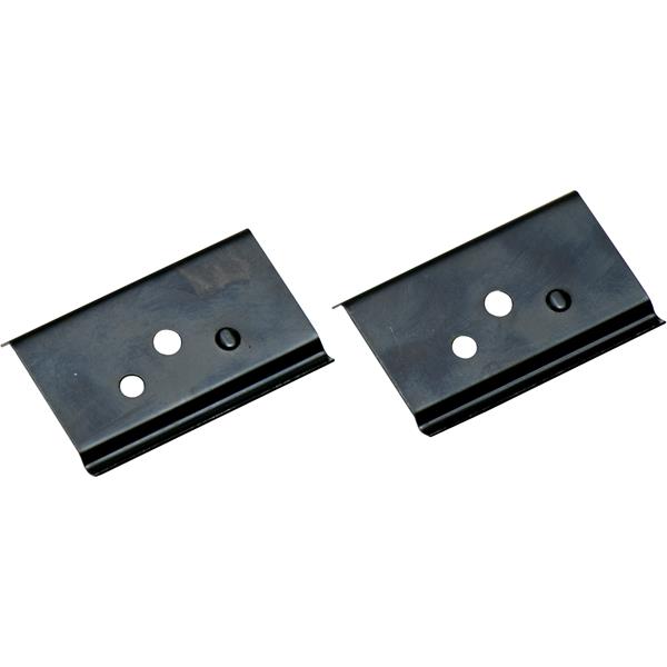 Two MARSHALLTOWN paint scraper blades with three holes each.