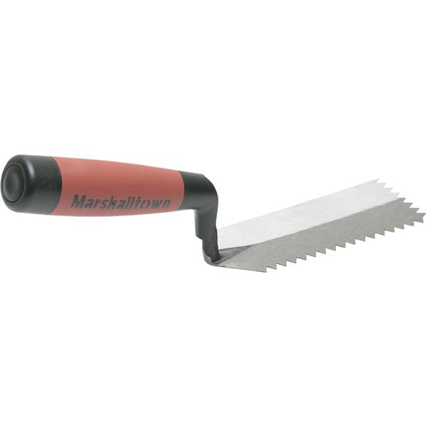 Close-up of MARSHALLTOWN notched margin trowel