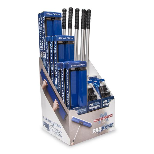 MARSHALLTOWN ProSkim Display Kit with various handle lengths in a retail stand