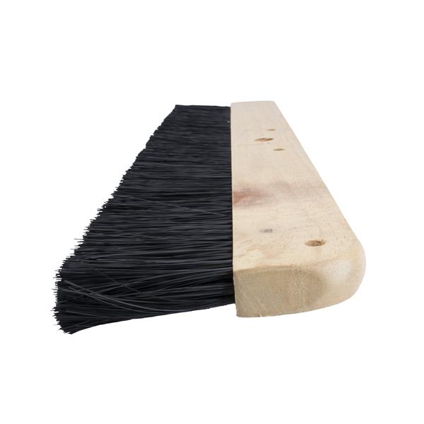 Side view of a MARSHALLTOWN wood-backed concrete broom head