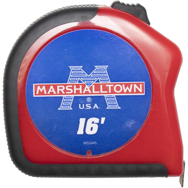 MARSHALLTOWN tape measure side view, 16-foot length visible