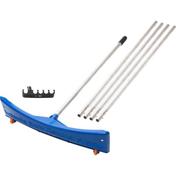 Disassembled components of a MARSHALLTOWN SnowRake! Deluxe 20