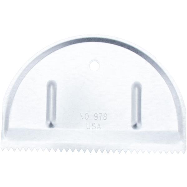 Front view of a Marshalltown half round notched spreader