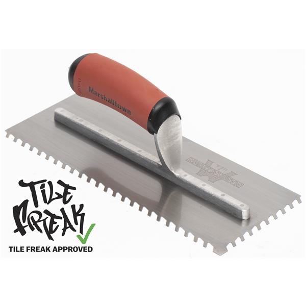 MARSHALLTOWN LayFlat™ notched trowel with rubber handle