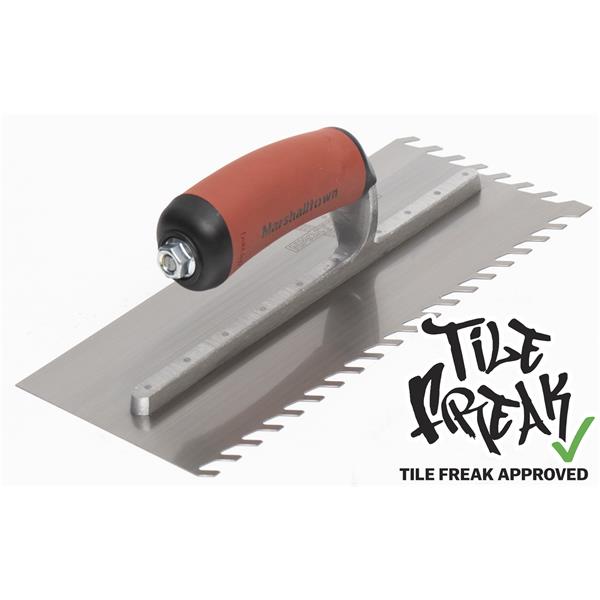 MARSHALLTOWN LayFlat™ Notched Trowel with ergonomic handle