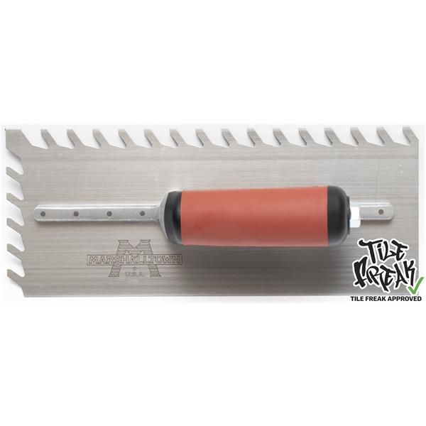 MARSHALLTOWN LayFlat™ Notched Trowel with ergonomic handle