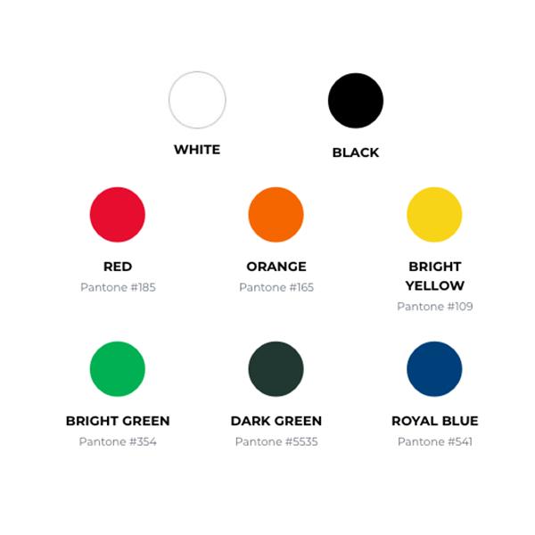 Color palette for MARSHALLTOWN customizable pens and pencils.