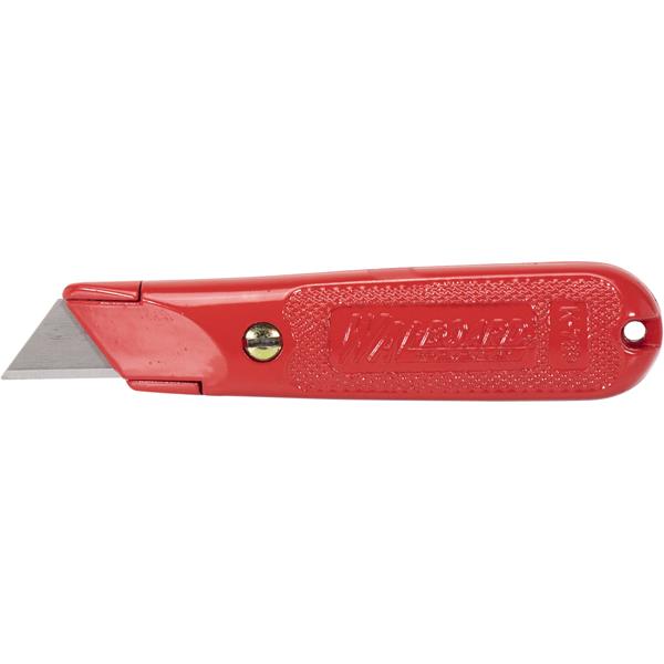 Side view of a WAL-BOARD TOOLS fixed blade utility knife packaging