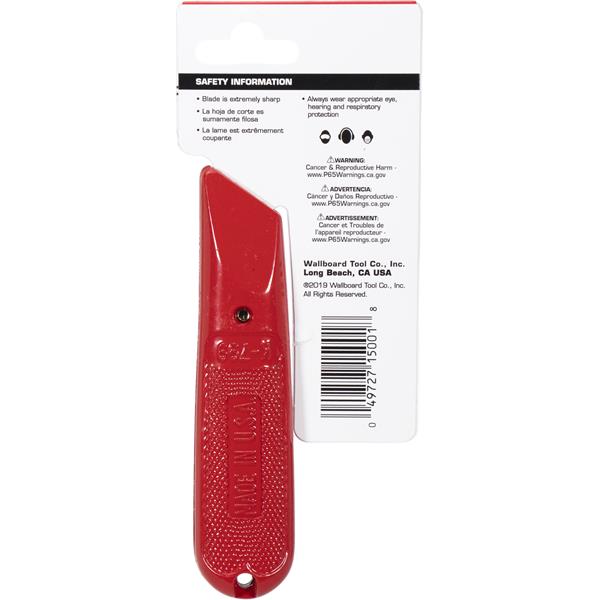 Packaging of a WAL-BOARD TOOLS fixed blade utility knife