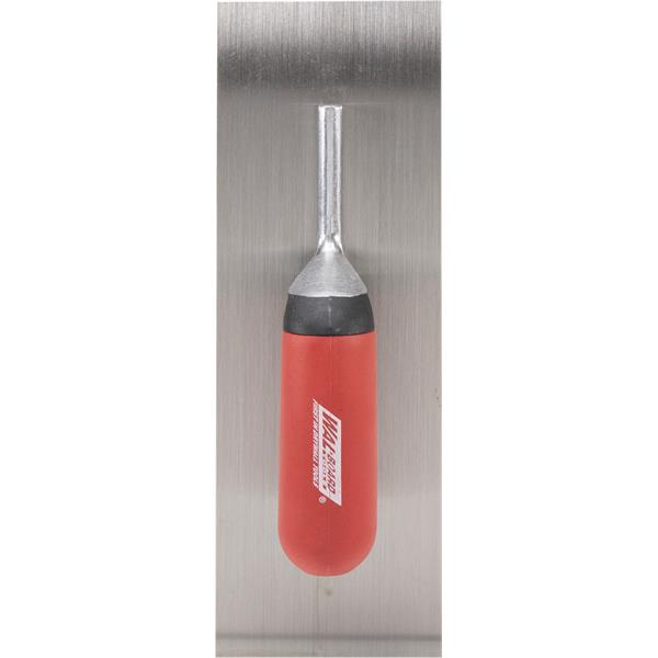 Top view of a MARSHALLTOWN carbon steel finishing trowel