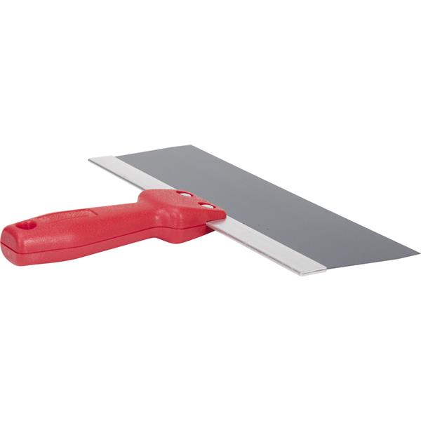 MARSHALLTOWN Blue Steel taping knife with a red handle