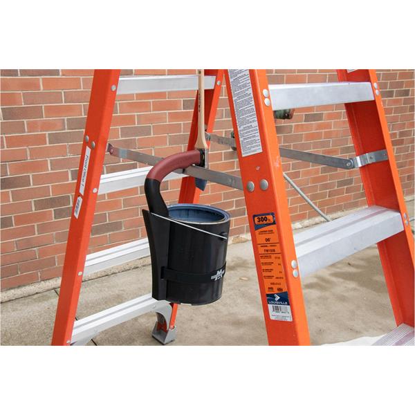 1 Gallon Can Carrier by MARSHALLTOWN hanging on a ladder