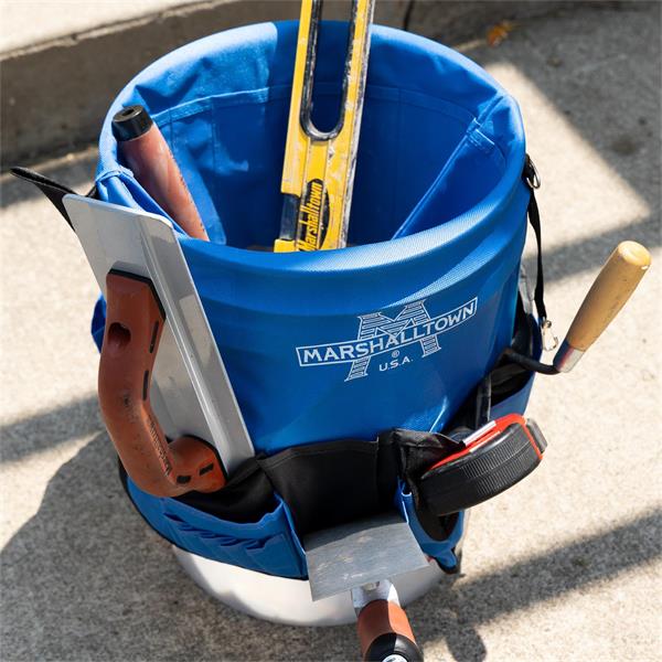 Marshalltown super bucket bag filled with construction tools