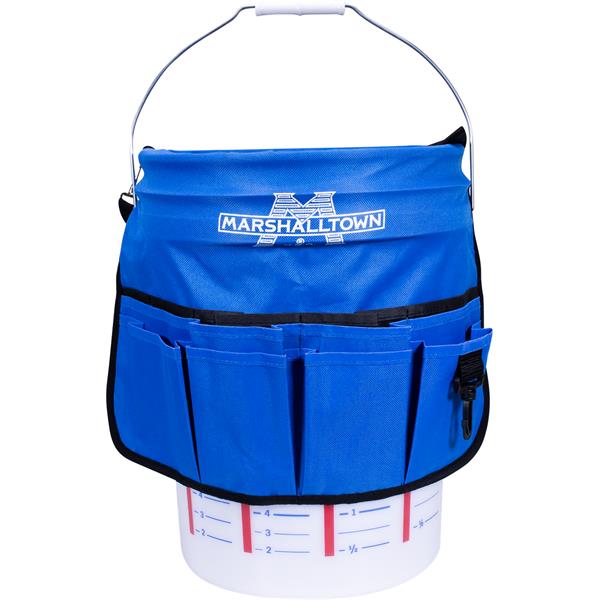 MARSHALLTOWN Super Bucket Bag with pockets attached to a bucket