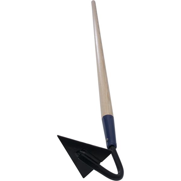 Side view of a MARSHALLTOWN crack hoe with a wooden handle