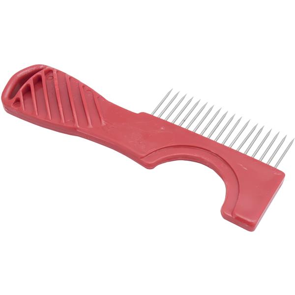 Red handle MARSHALLTOWN QLT paint brush comb with metal bristles