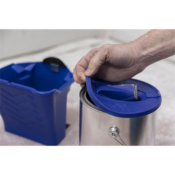 Hand remove the Marshalltown pour lid from a bucket