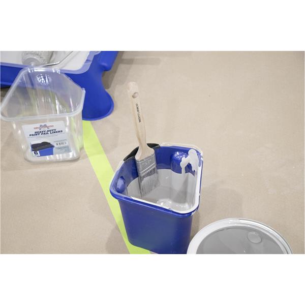 MARSHALLTOWN heavy-duty paint pail liners with brush in pail