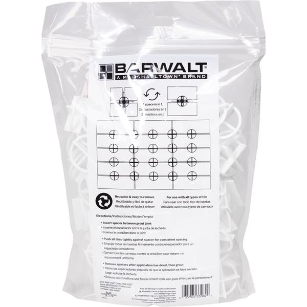 BARWALT dual-sided tile spacers in retail packaging