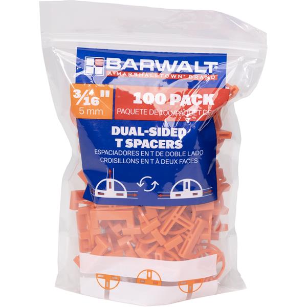 100-pack of BARWALT dual-sided tile spacers in a sealed bag