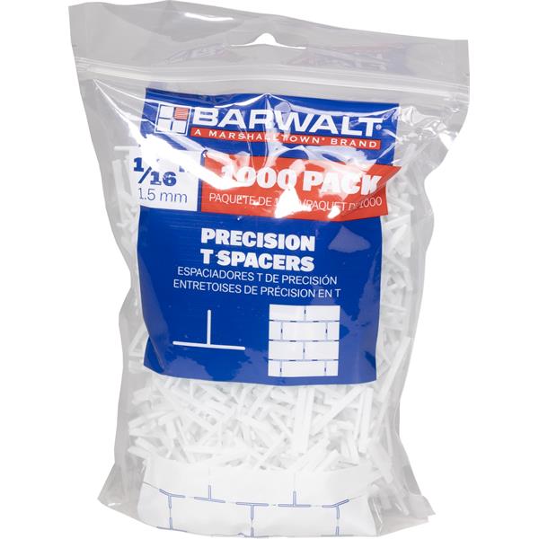 Bag of BARWALT precision tile spacers in packaging.